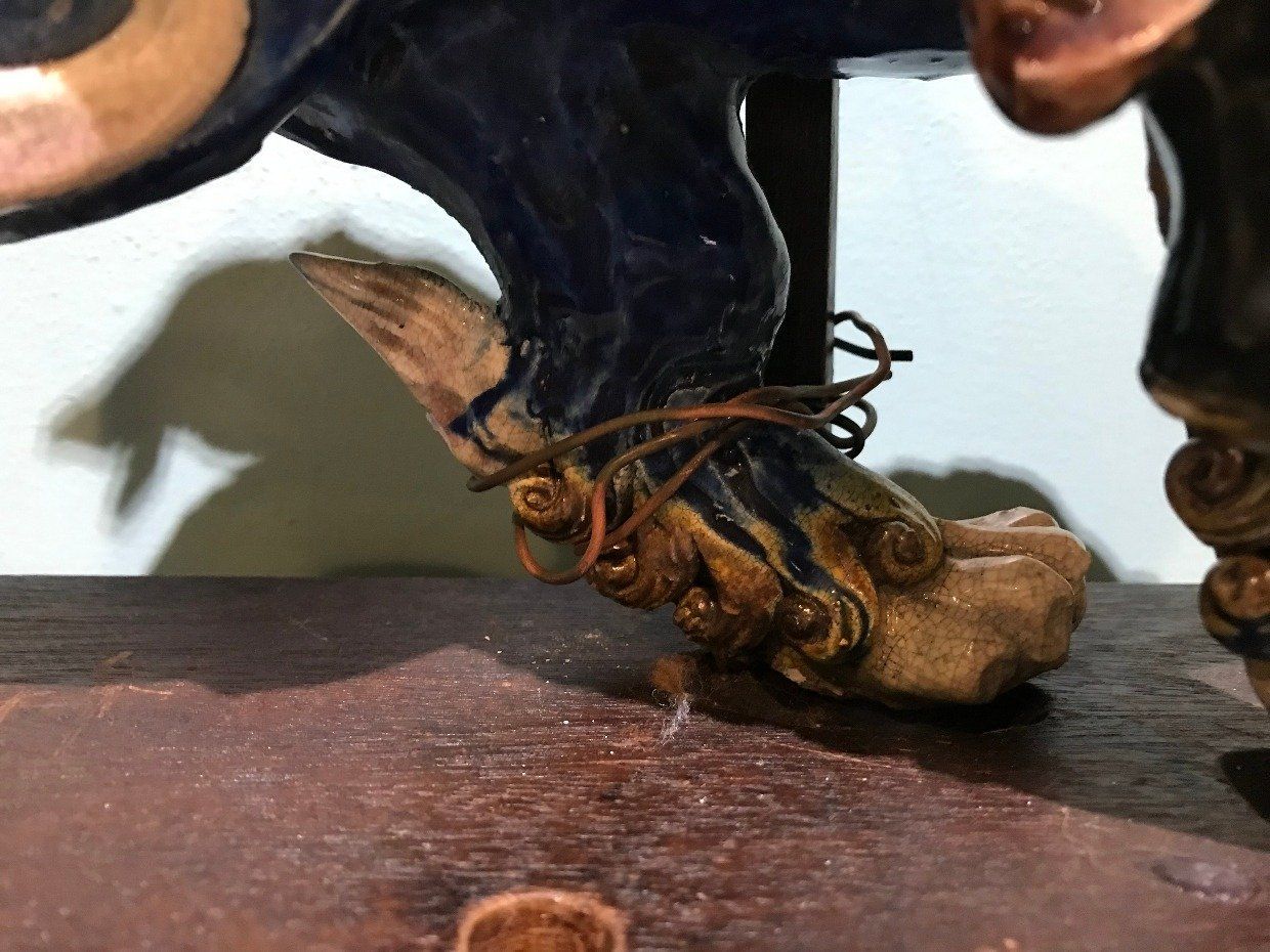 Antique Chinese Warrior + Foo Dog Roof Tile 4