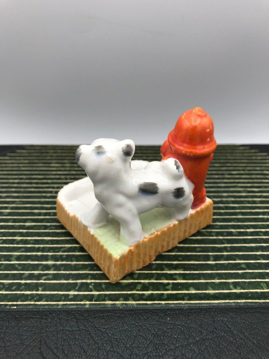 Occupied Japan Porcelain No Parking Fire Hydrant Dog Ashtray 3