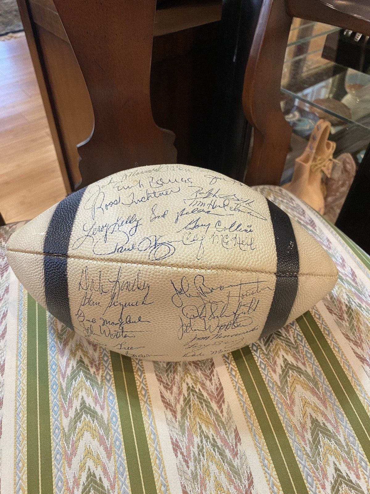 c.1966 Cleveland Browns Team Signed Football 30x Signatures 6