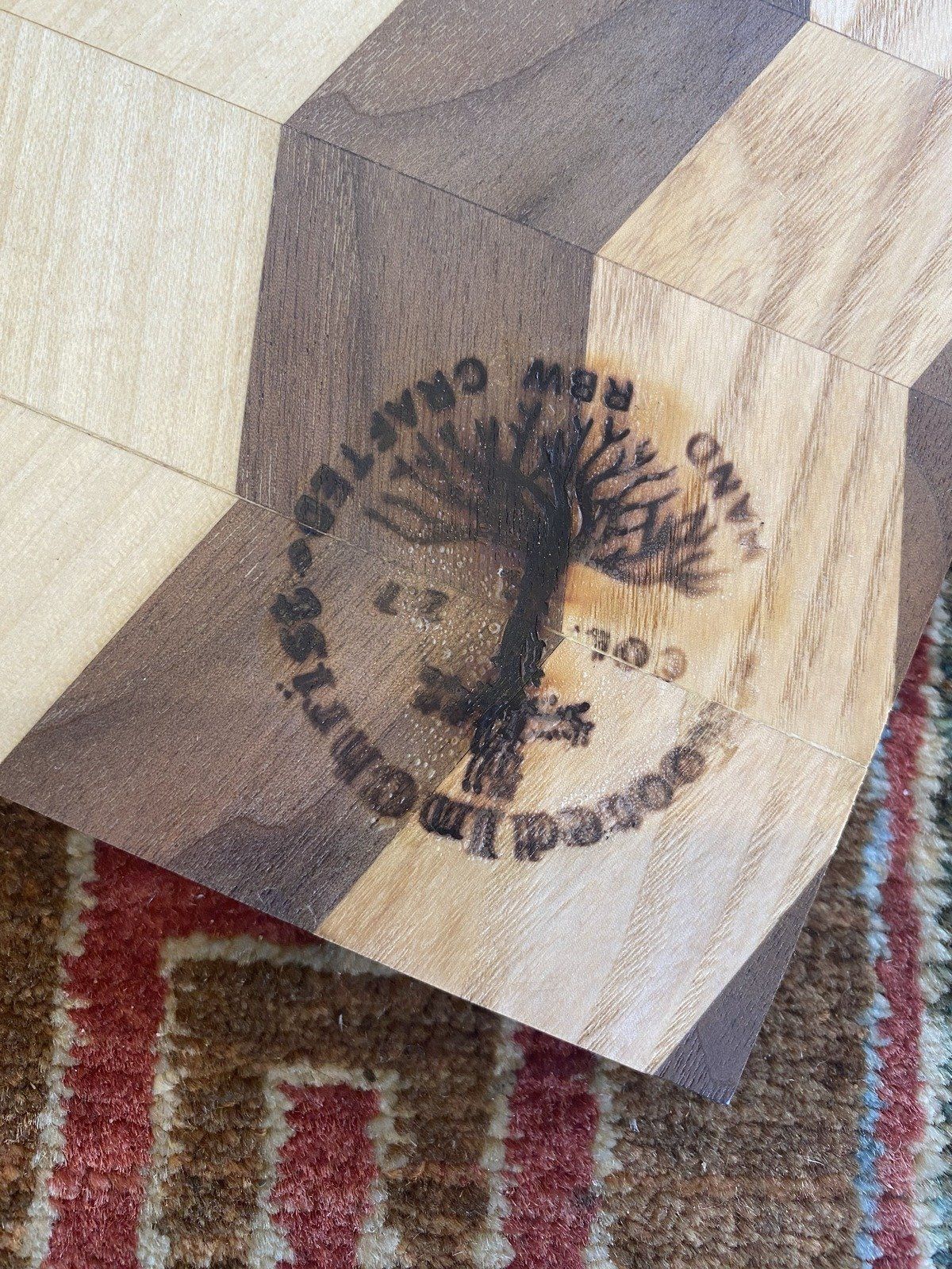 Local MS Hand Crafted Geometric Wood Work Cutting Board 2