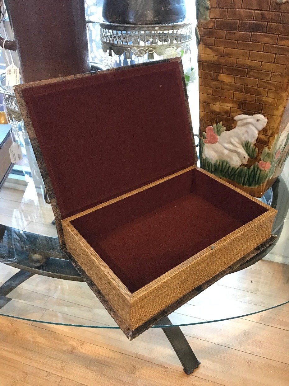 Modern Leather Decoupage Bible Storage Box w Subtle Cross Print 2