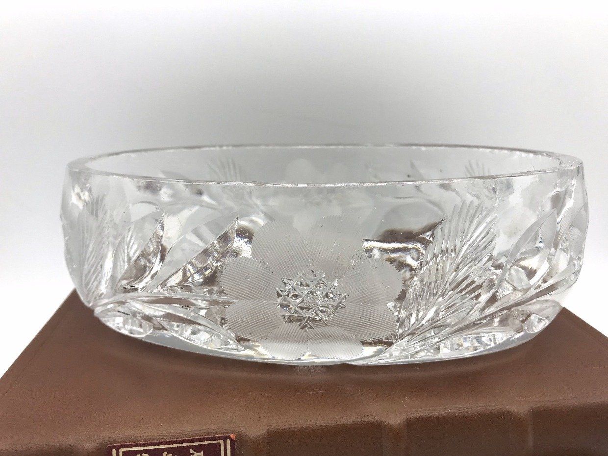 Floral Crystal Cut Oblong Dish