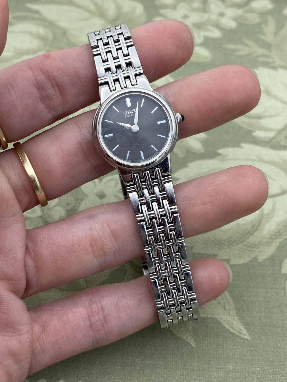 Vintage Citizens Eco Drive Stainless Steel + Black Dial Ladies Wrist Watch No. 770133 4