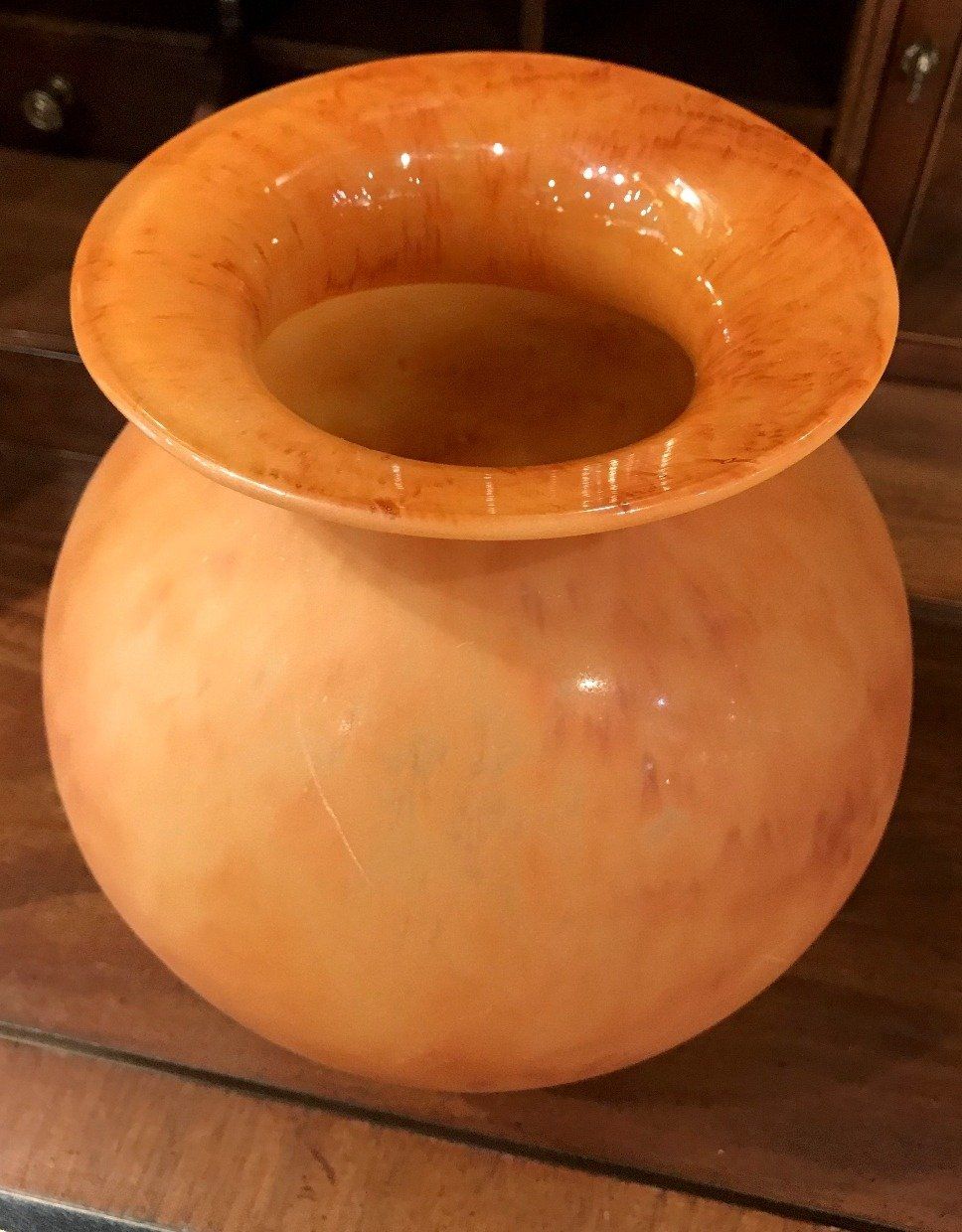 Art Glass Round Orange Jupiter Vase 4