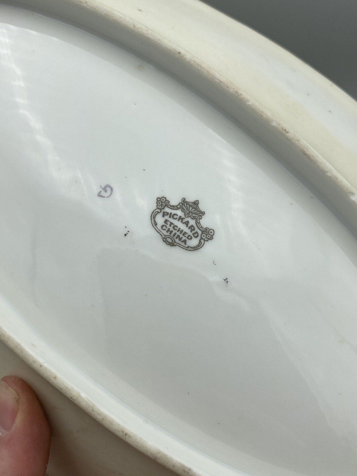 Antique c.1910/20s Pickard Gold Rim + Fruit Basket Oblong Serving Dish 4