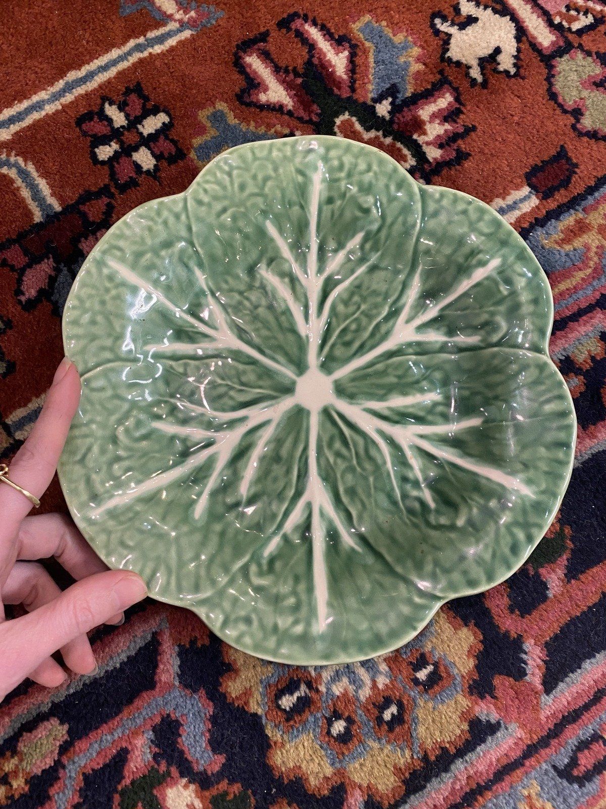 Bordallo Pinheiro Portugal Majolica Cabbage Leaf 9 Plate 3