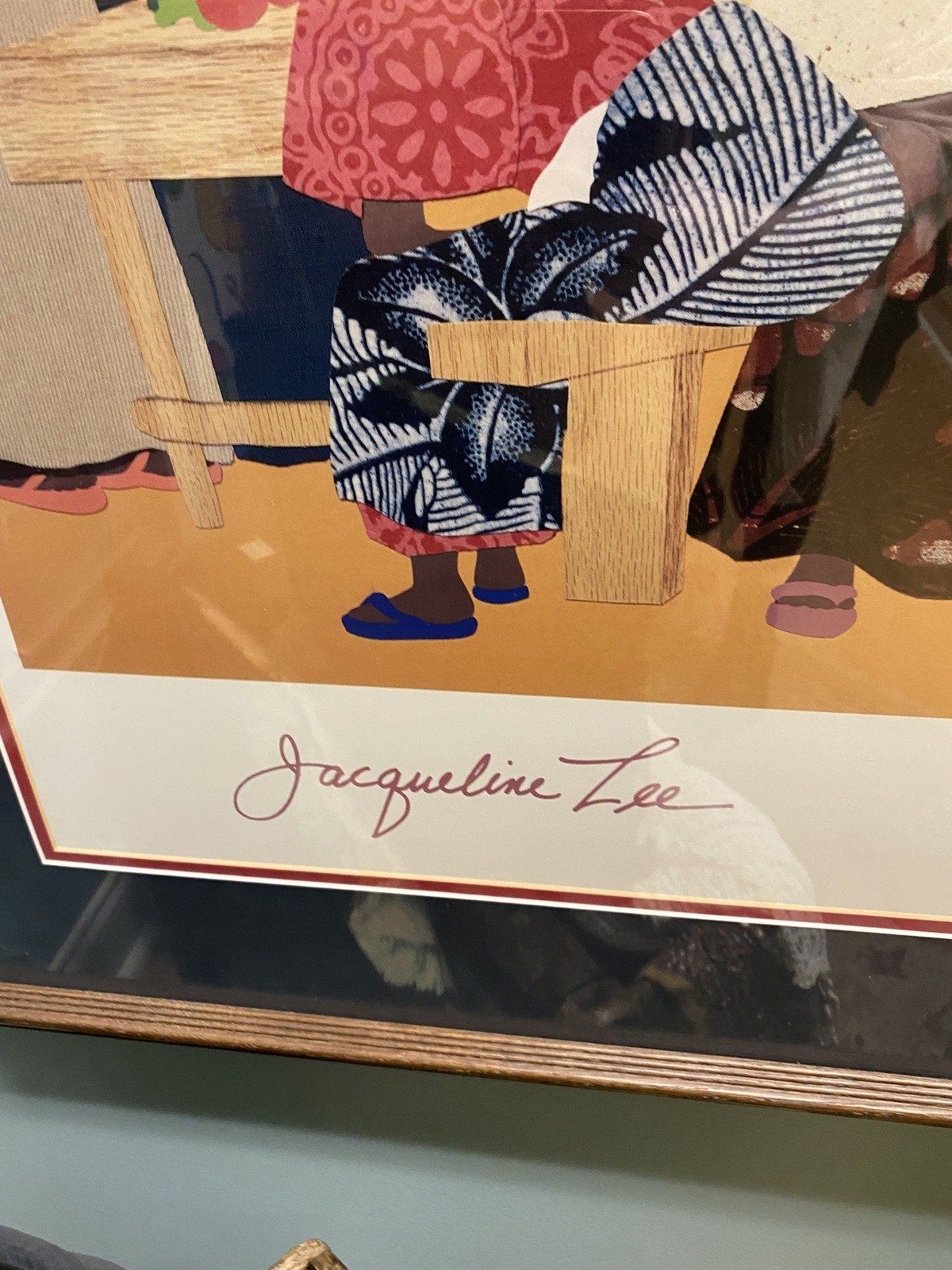 Large Framed Jacquline Lee The Market Place Collage Art Print c.2009 2