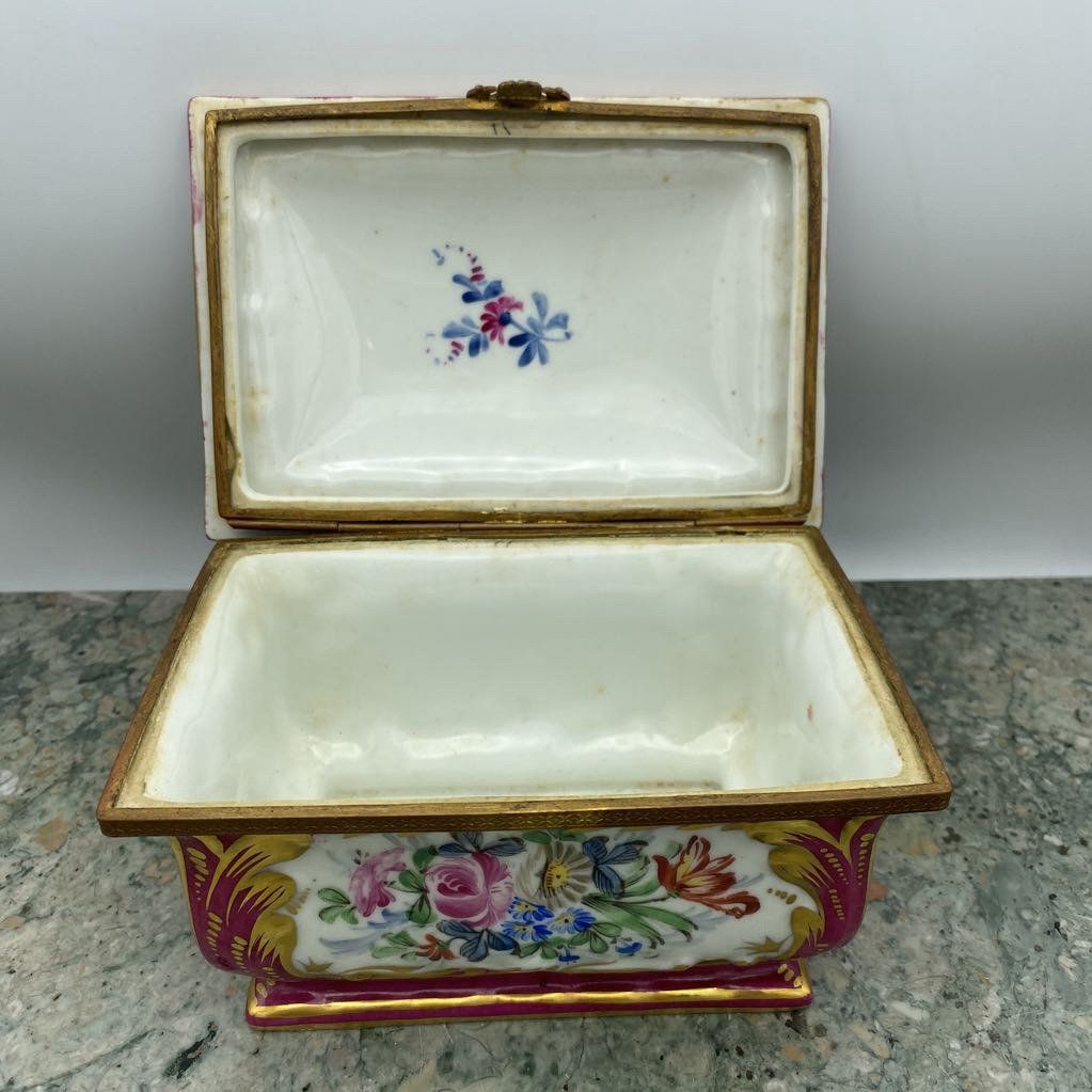 Antique French Porcelain Gilt Painted Dresser Box 2
