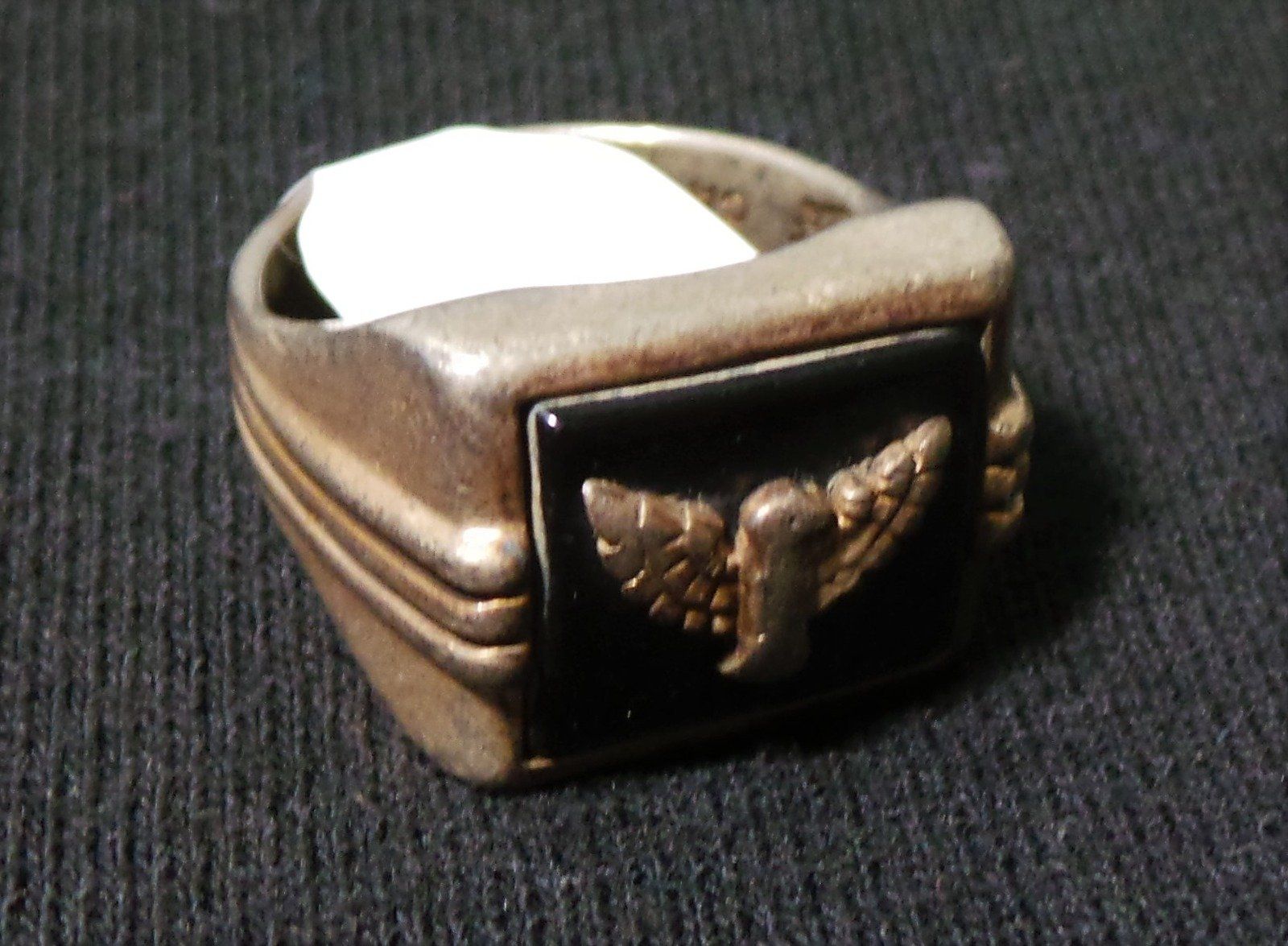 Sterling Silver/Onyx Eagle Men's Ring 3