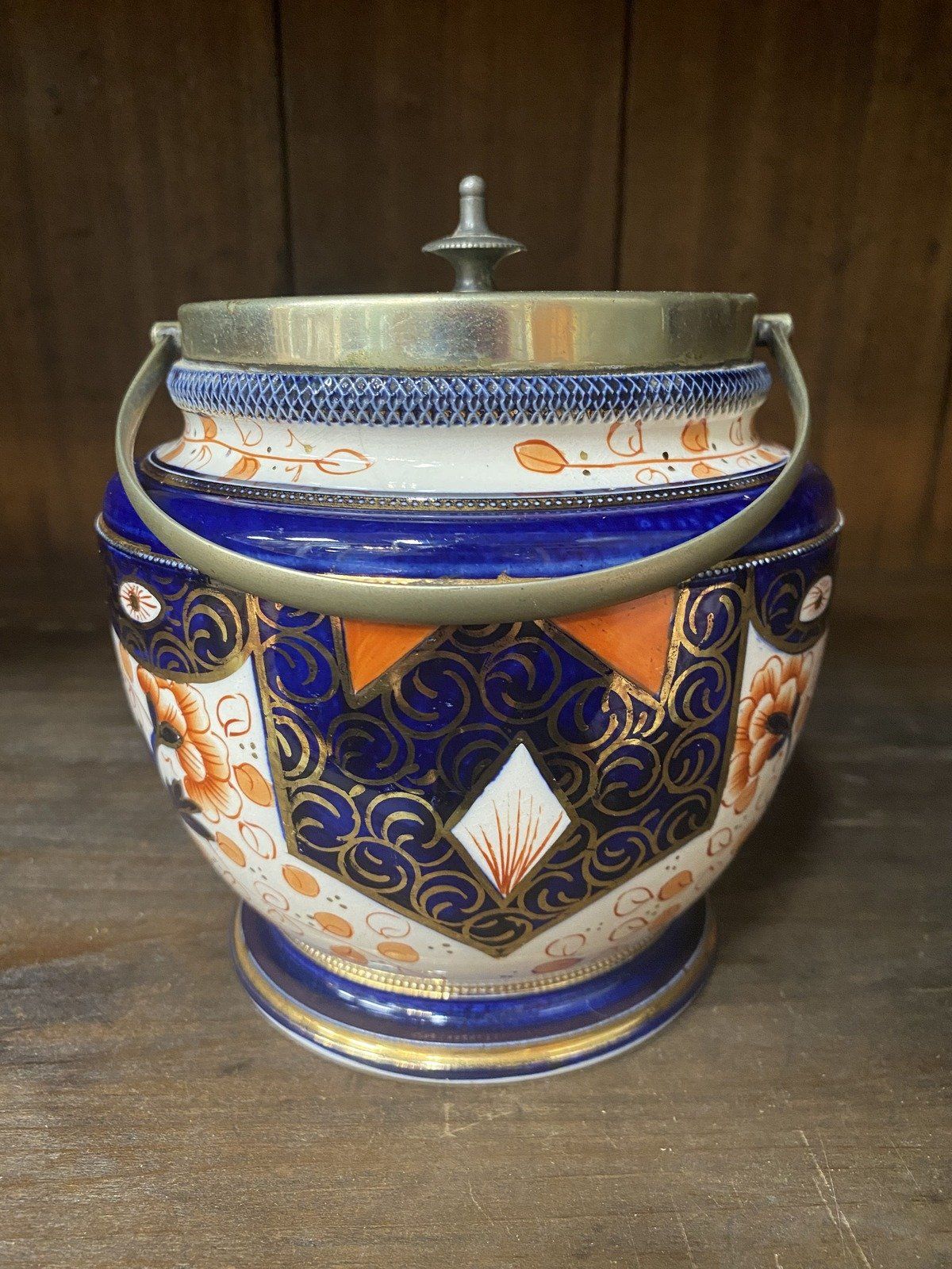 Antique Stamped William Wood Co. Imari Style Oriental Biscuit Barrel Kitchen Jar 7