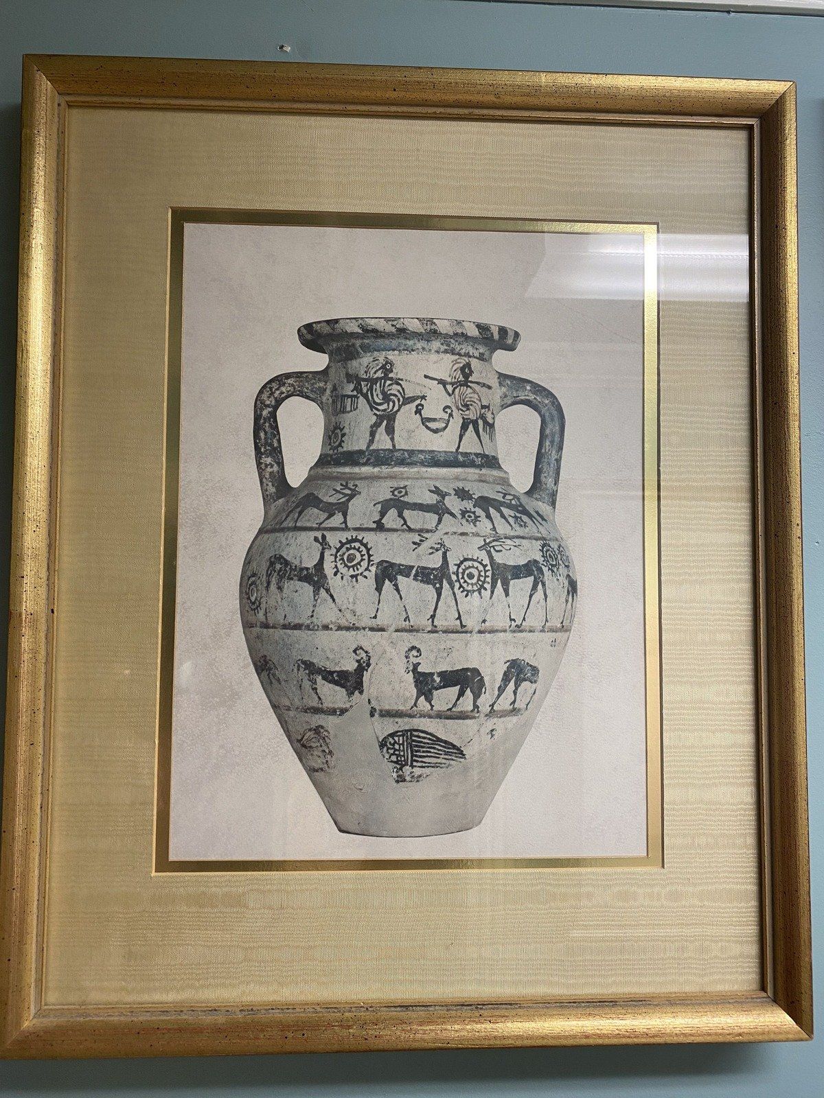 Vintage Framed 21X17 Matted Grecian Pottery Art Prints 2