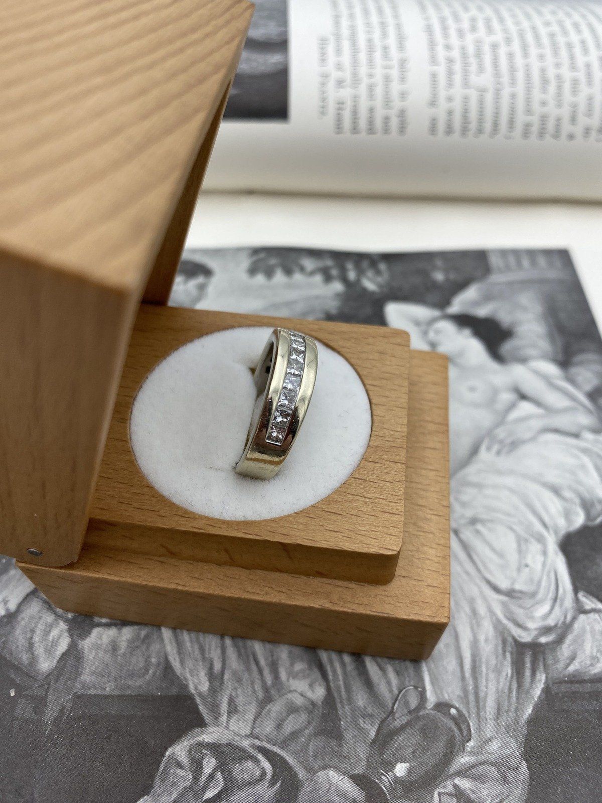 Men's 14k White Gold Square Cut Channel Set Diamond Ring Band 2