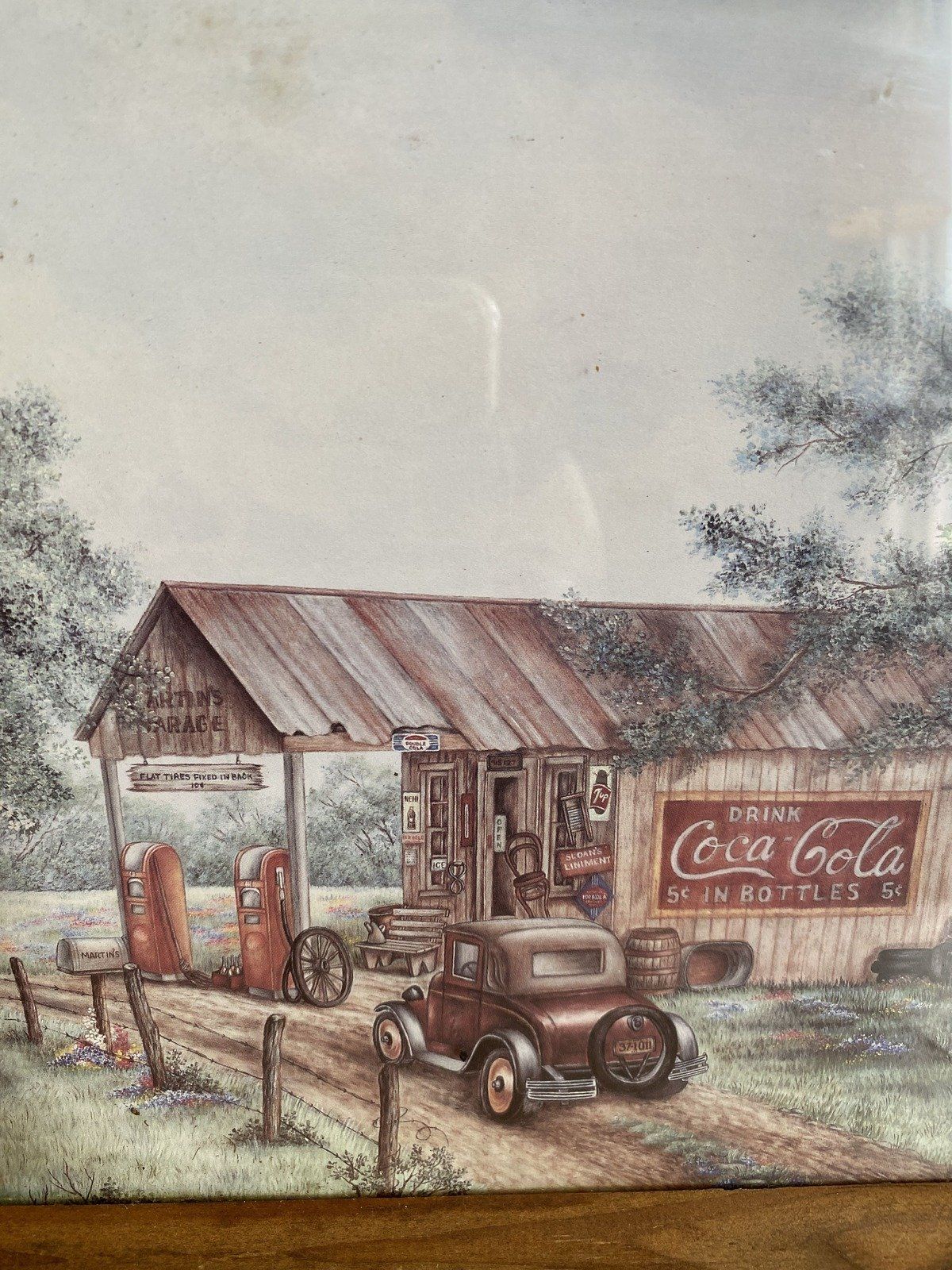 Coco-Cola Gas Station Pencil Drawing Print 2