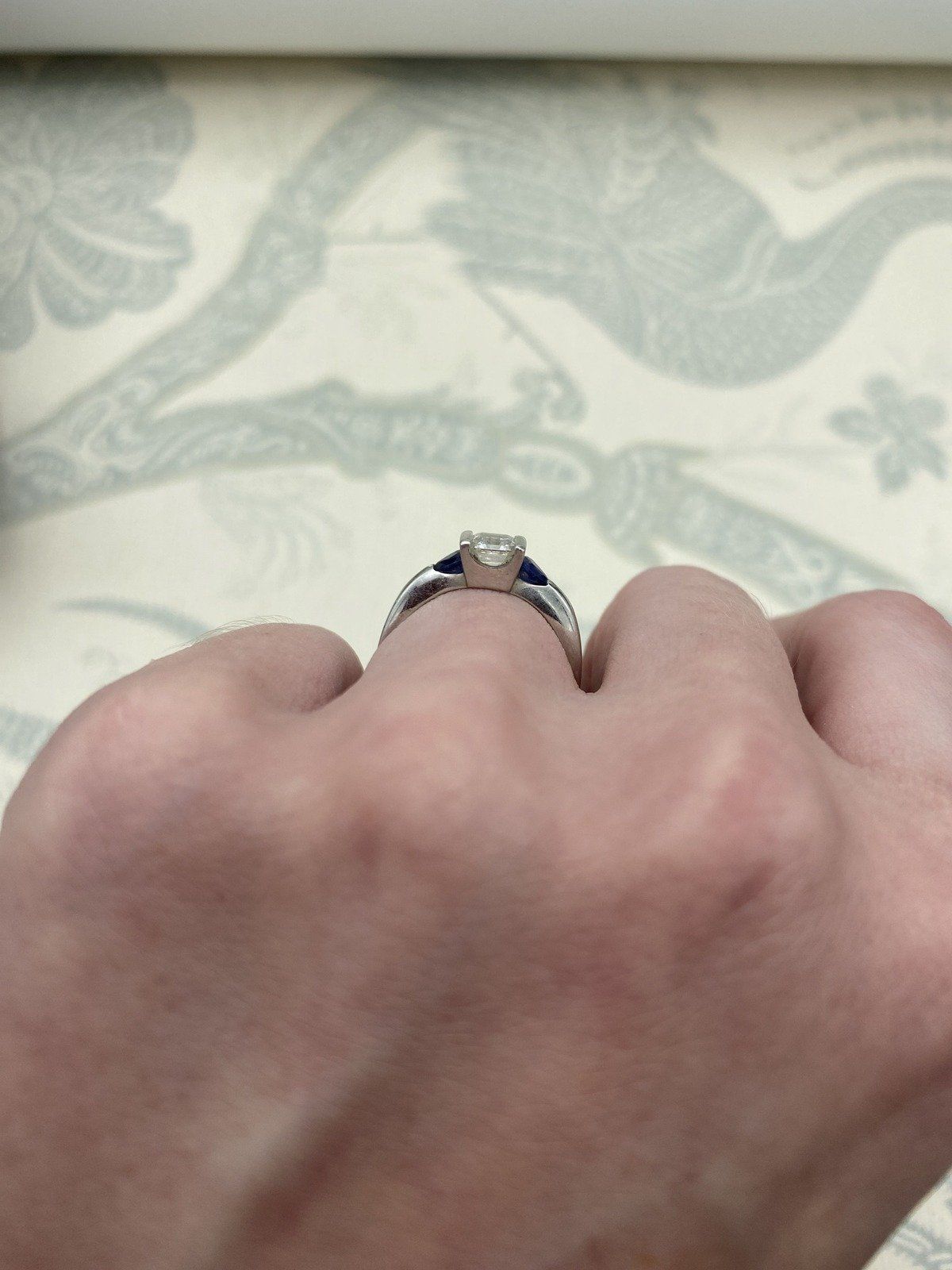 Vintage Platinum .71ct Asscher Cut Diamond Engagement Ring Set w Triangle Cut Sapphire Shoulders w GIA + APPRAISAL 5