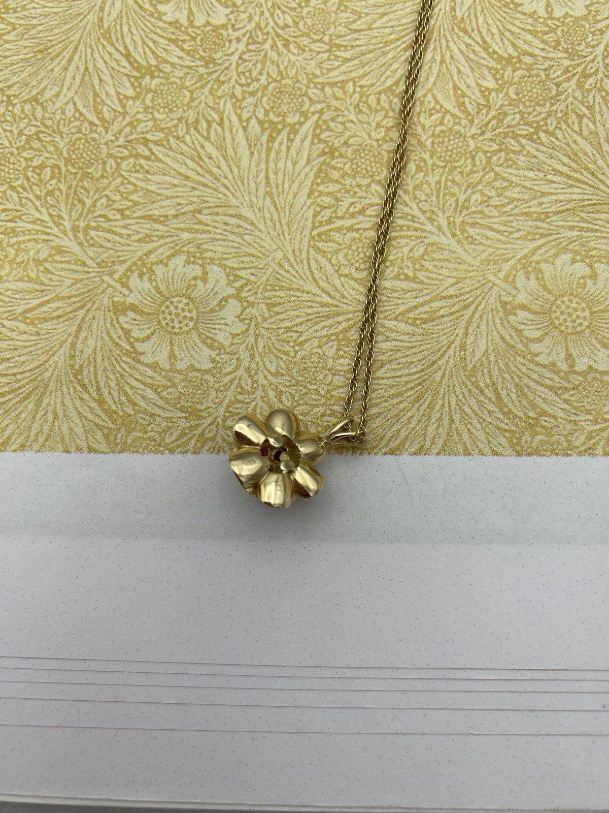 14k Gold 18L Stacked Flora Ruby + Diamond Drop Necklace 2