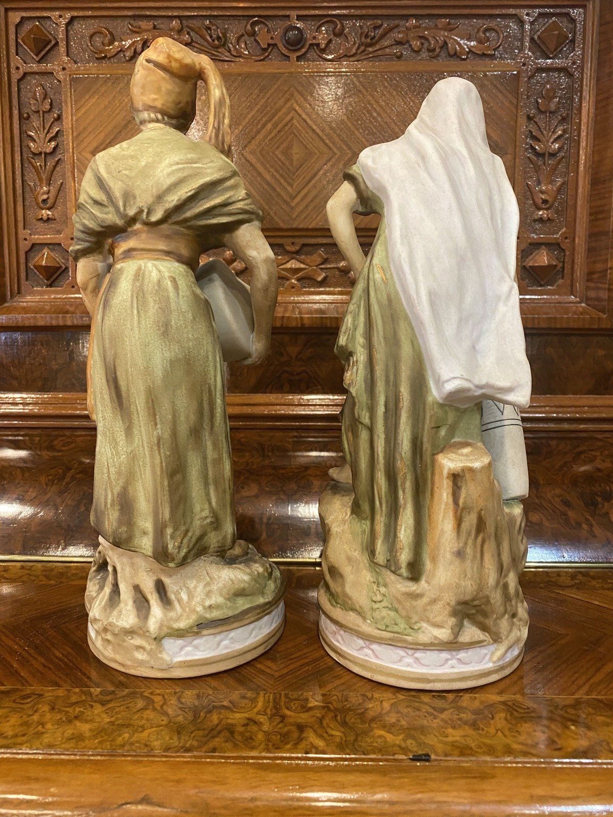 Japanese Bisque Porcelain Bohemian Statuettes 13H 3