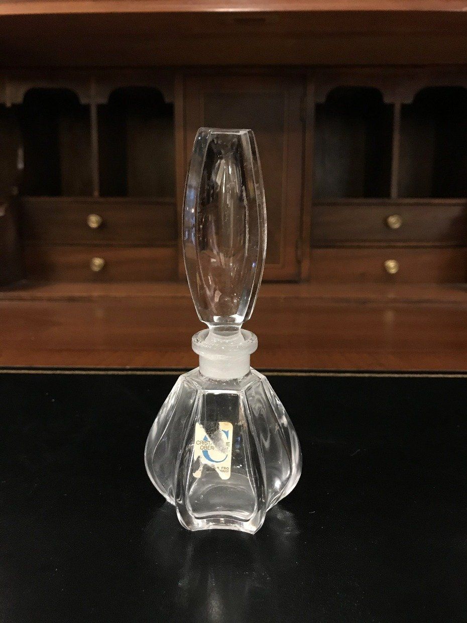Cristallerie Oberufisel Clear Glass Perfume Bottle w Tall Stopper