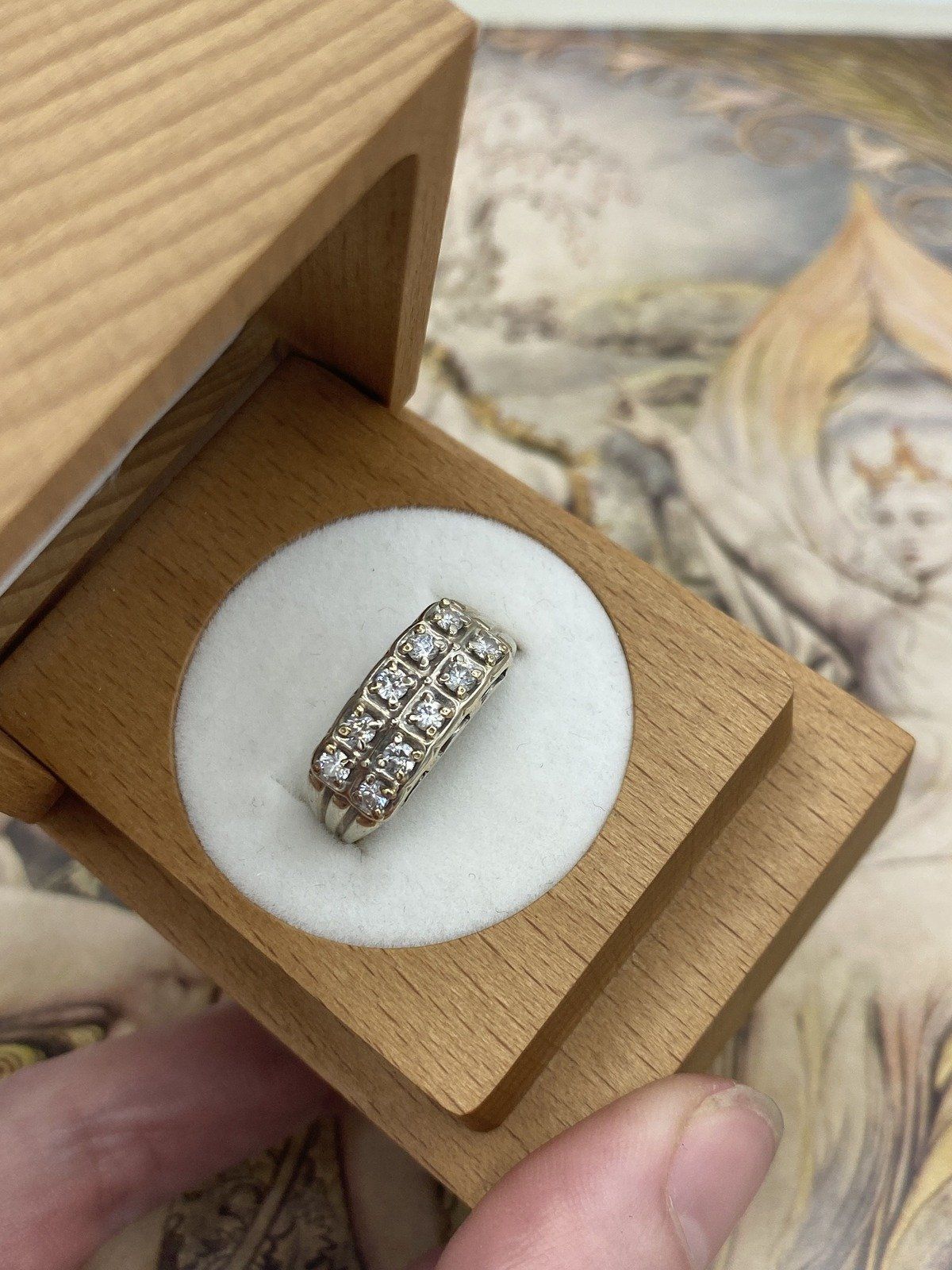 Antique 14k White Gold Dual Row Diamond Wedding Band 2