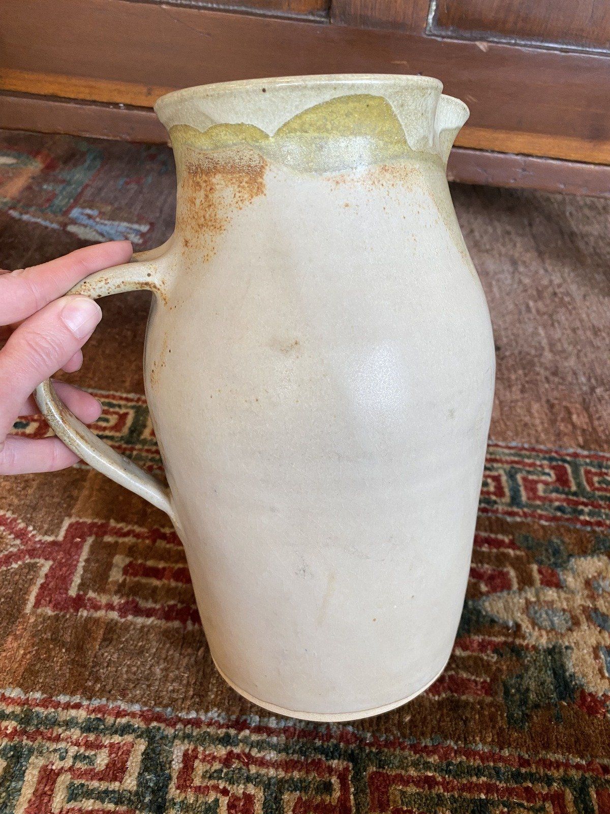 Vintage c.1987 MS Artist Pat Gavin Signed + Dated 9.5h Stoneware Pottery Pitcher 10