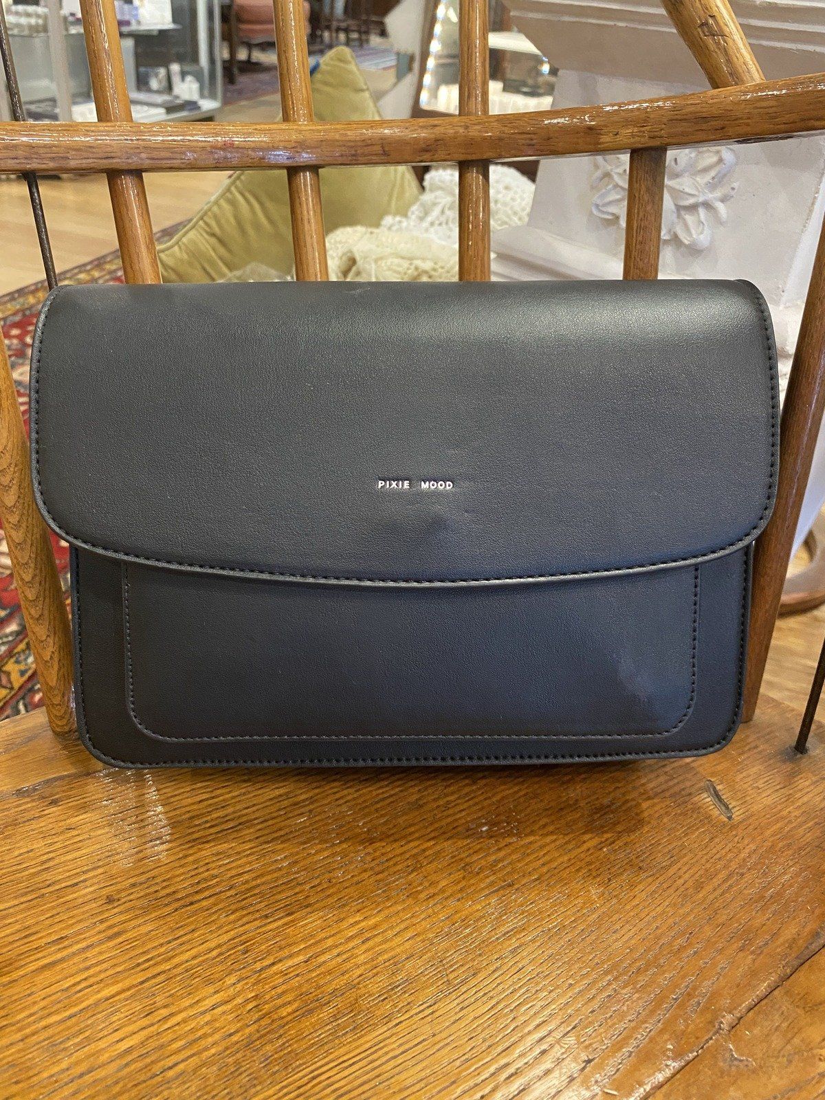 Pixie Mood Black Faux Leather Zoe' Crossbody Purse