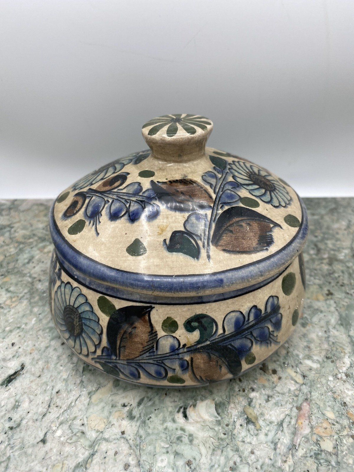 Lidded Signed Mexico Talavera Pottery Dish 2