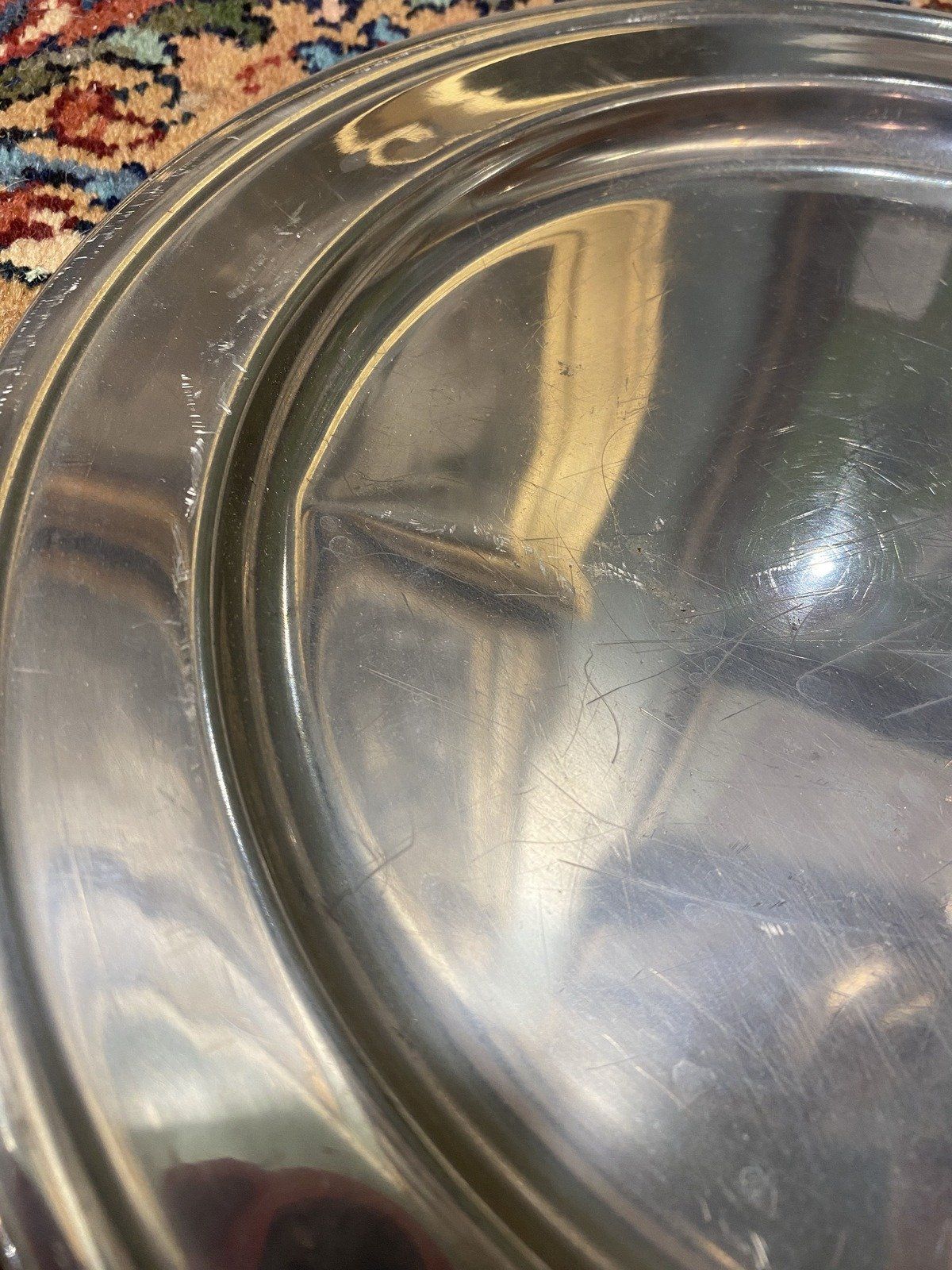 Vintage Colonial Style Woodbury Pewter Pair of Dinner Plate/Chargers 3