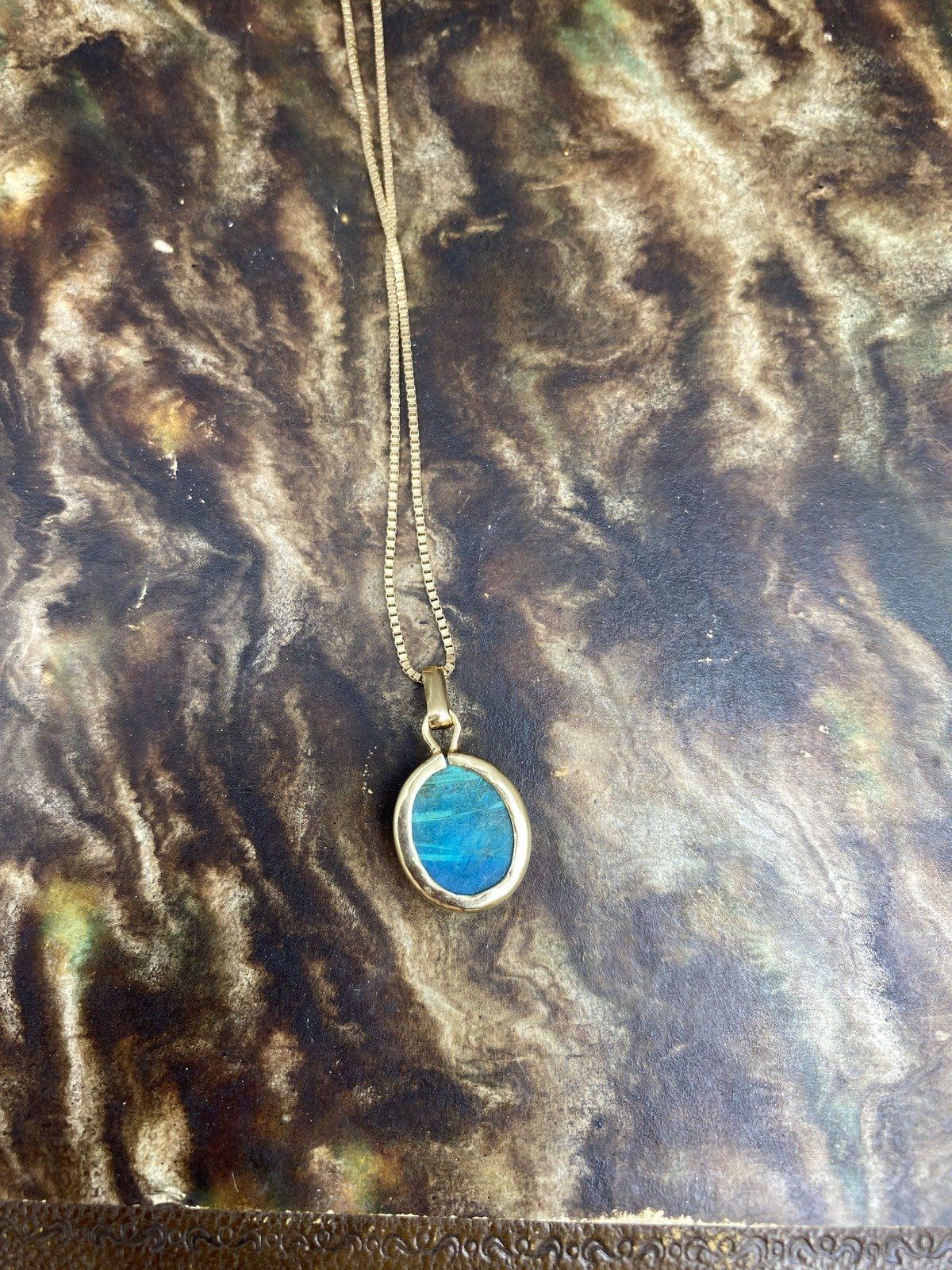 Minimalistic 14k Gold Chrysocolla Cab 18L Drop Necklace 2