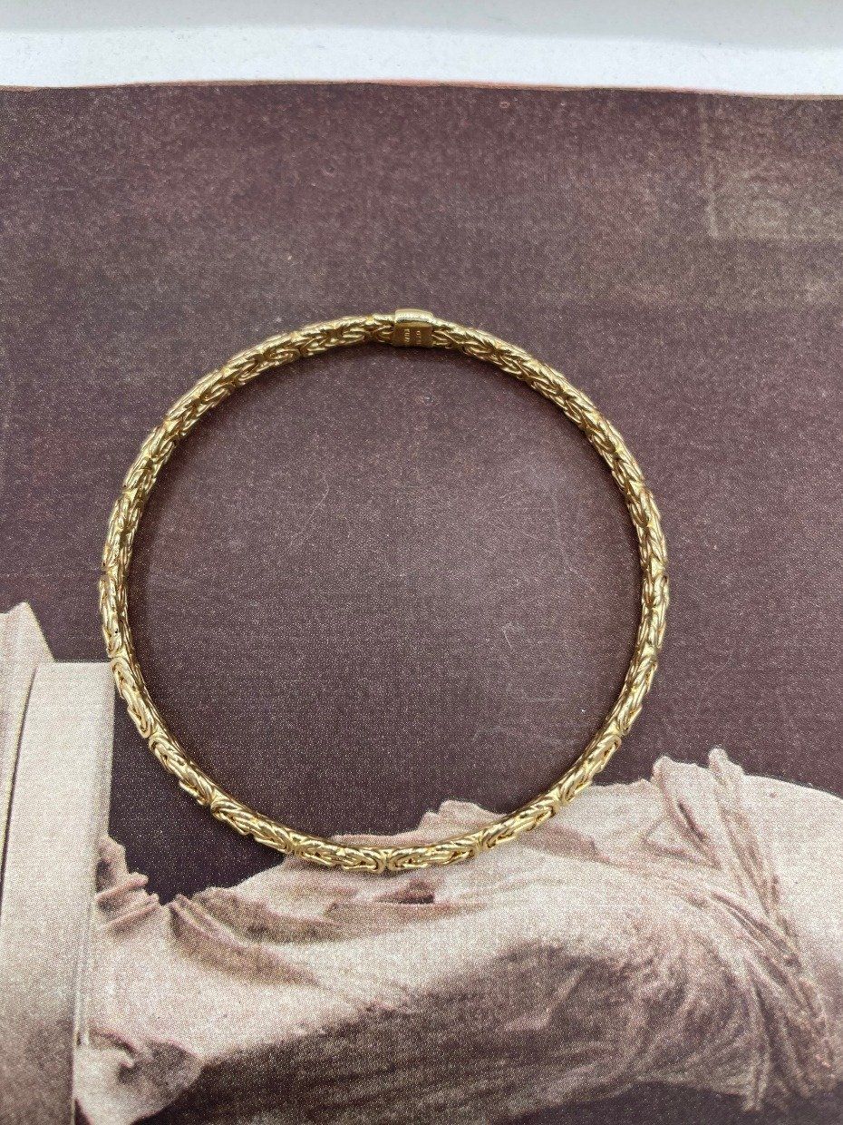 14k Turkish Gold Byzantine Sturctured 7.25 Bangle Bracelet 4