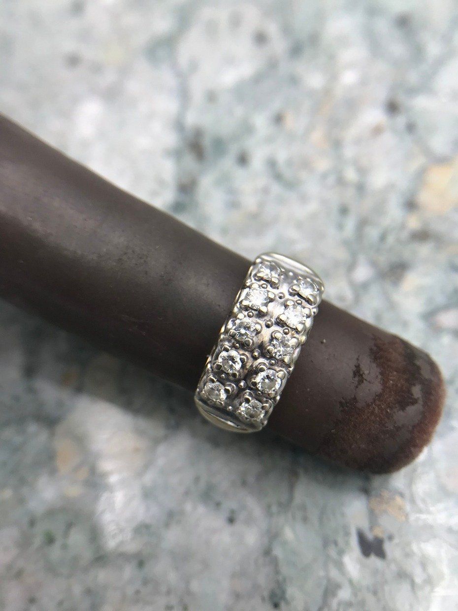 Antique 14k Gold Dual Row Diamond Ring Band 2