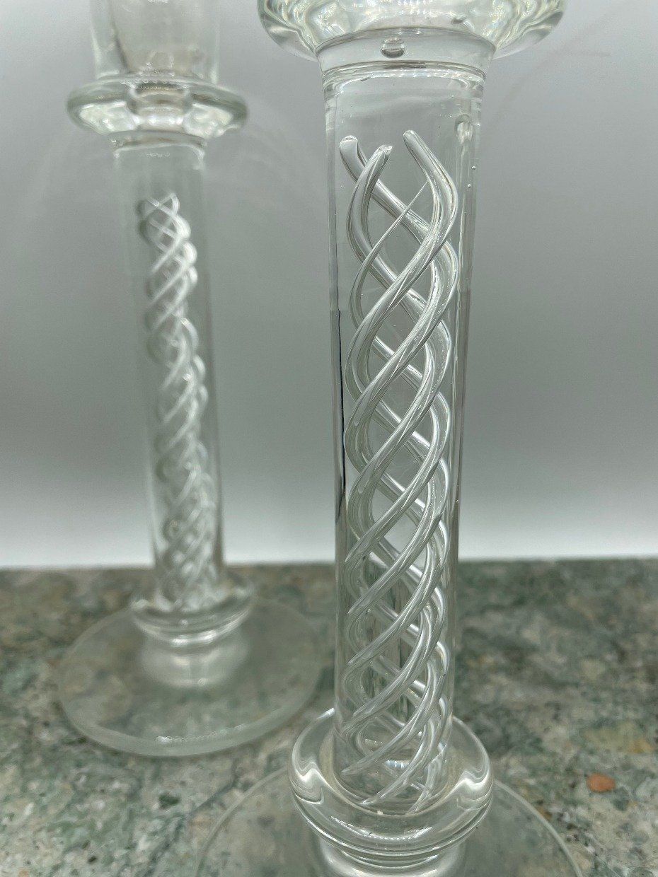 Pair of Kosta Boda Air Twist Candle Sticks 2