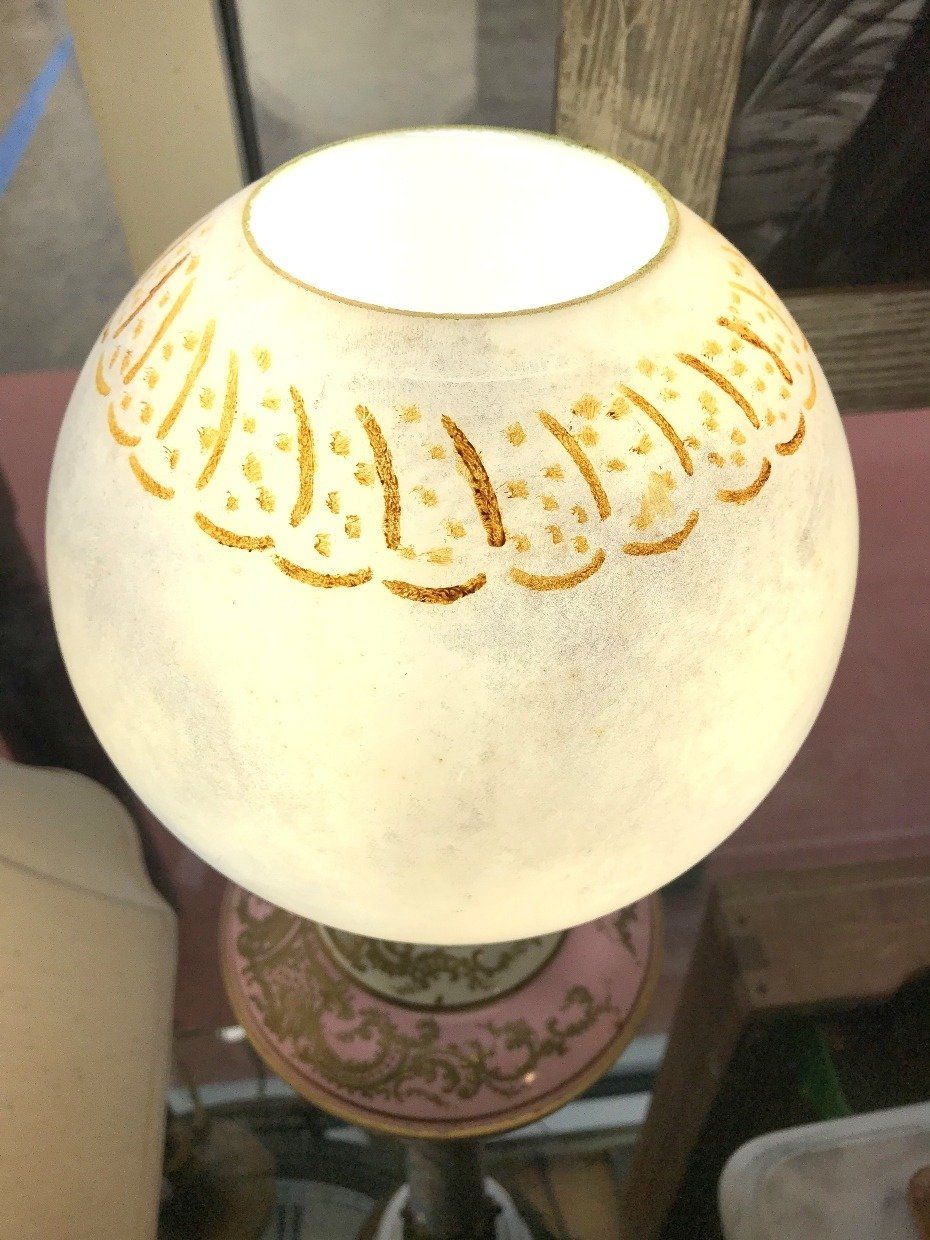 Sevres Oil Banquet Lamp w/ Cherubs & Instruments 19th Century #477 5