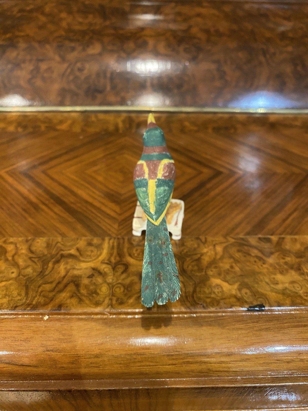 Chinese Carved Bone Colorfully Hand Painted Bird Sculpture 8