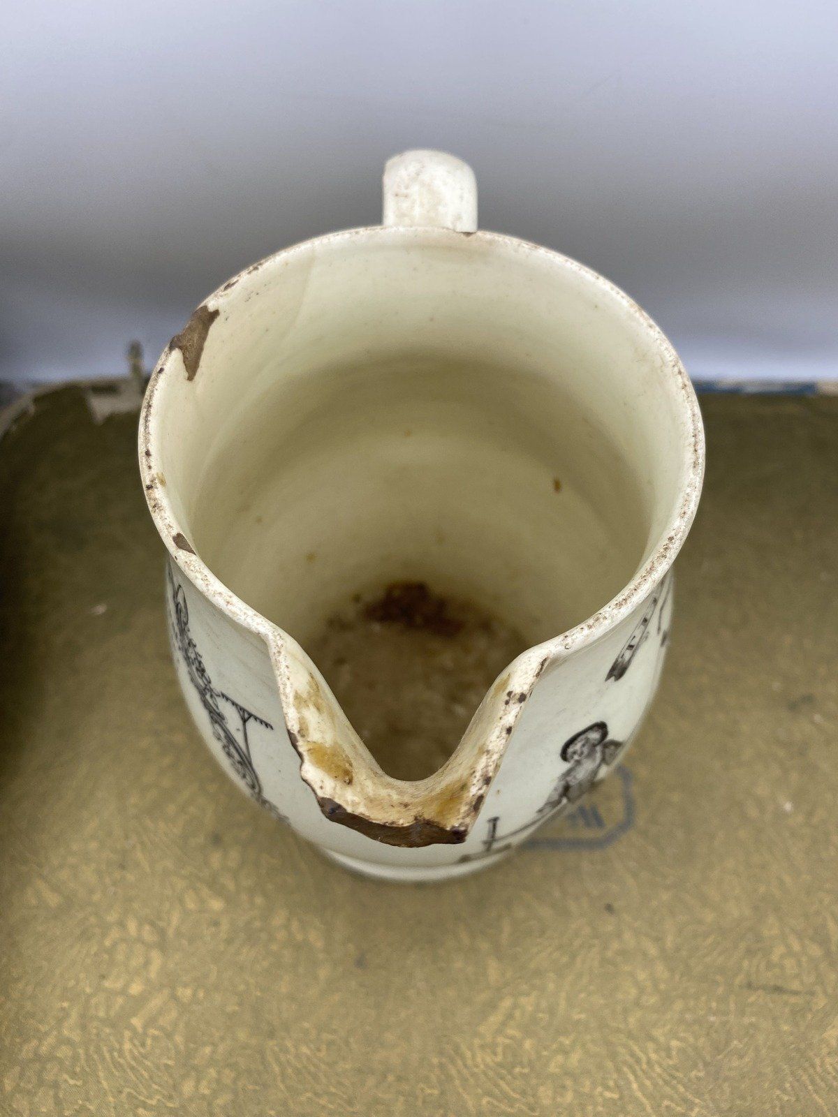 Antique Farmers Arms Creamer Crock Pitcher 3