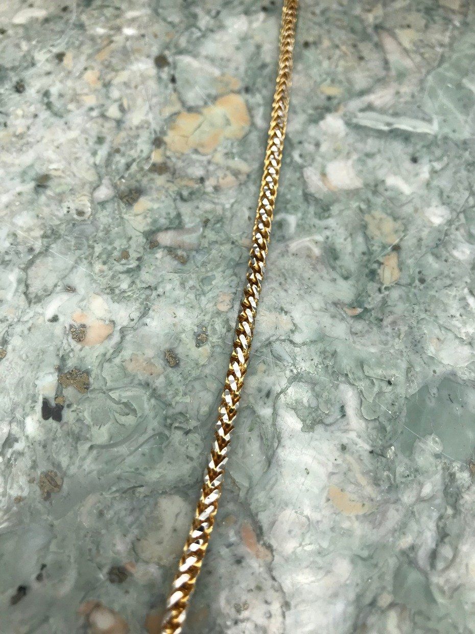 24 10k Gold Diamond Laser Cut 3.5mm Chain Necklace 3