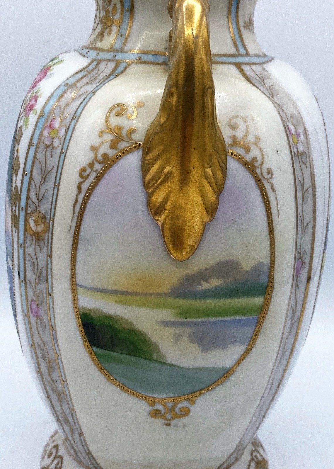 Nippon Hand Painted 2 handle vase 3