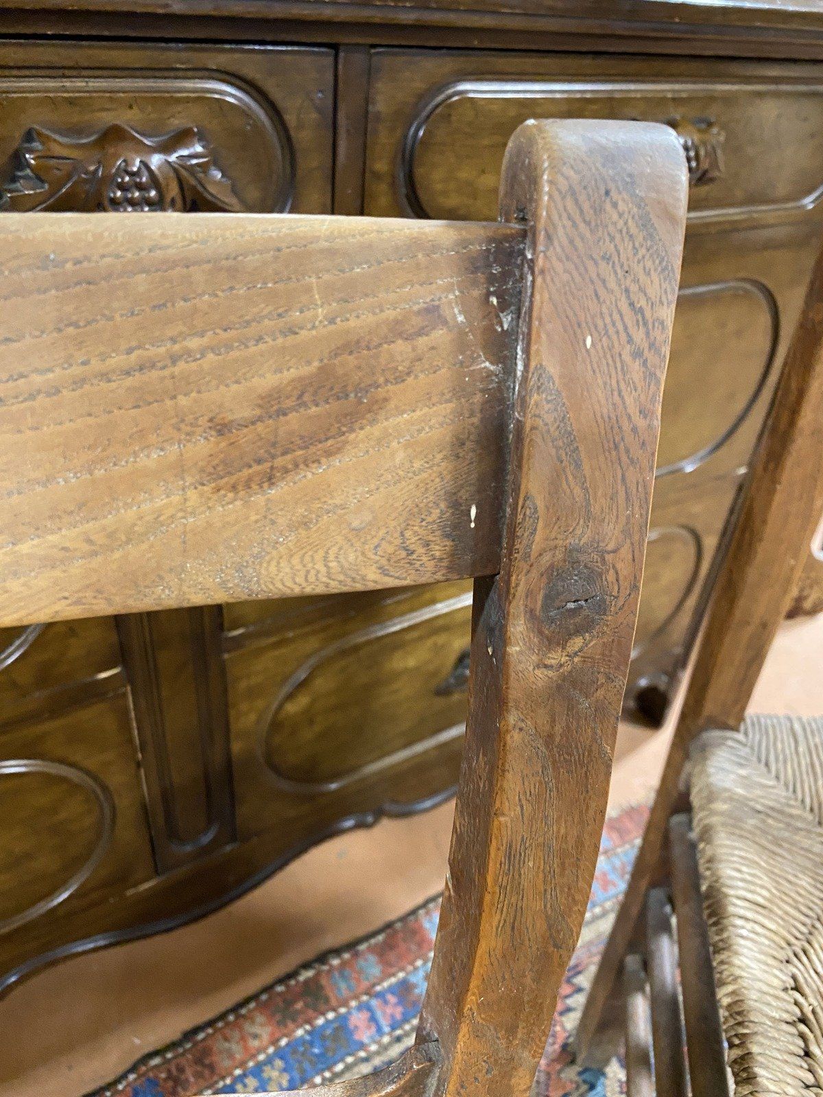 Pair of American Primitive Rush Seat Chairs 274 3