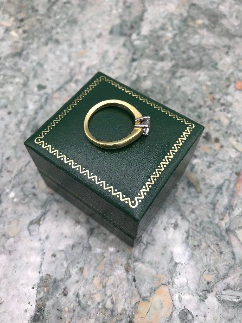 18k Gold + Platinum Mounted .83ct Round Cut Diamond Engagement Ring 4