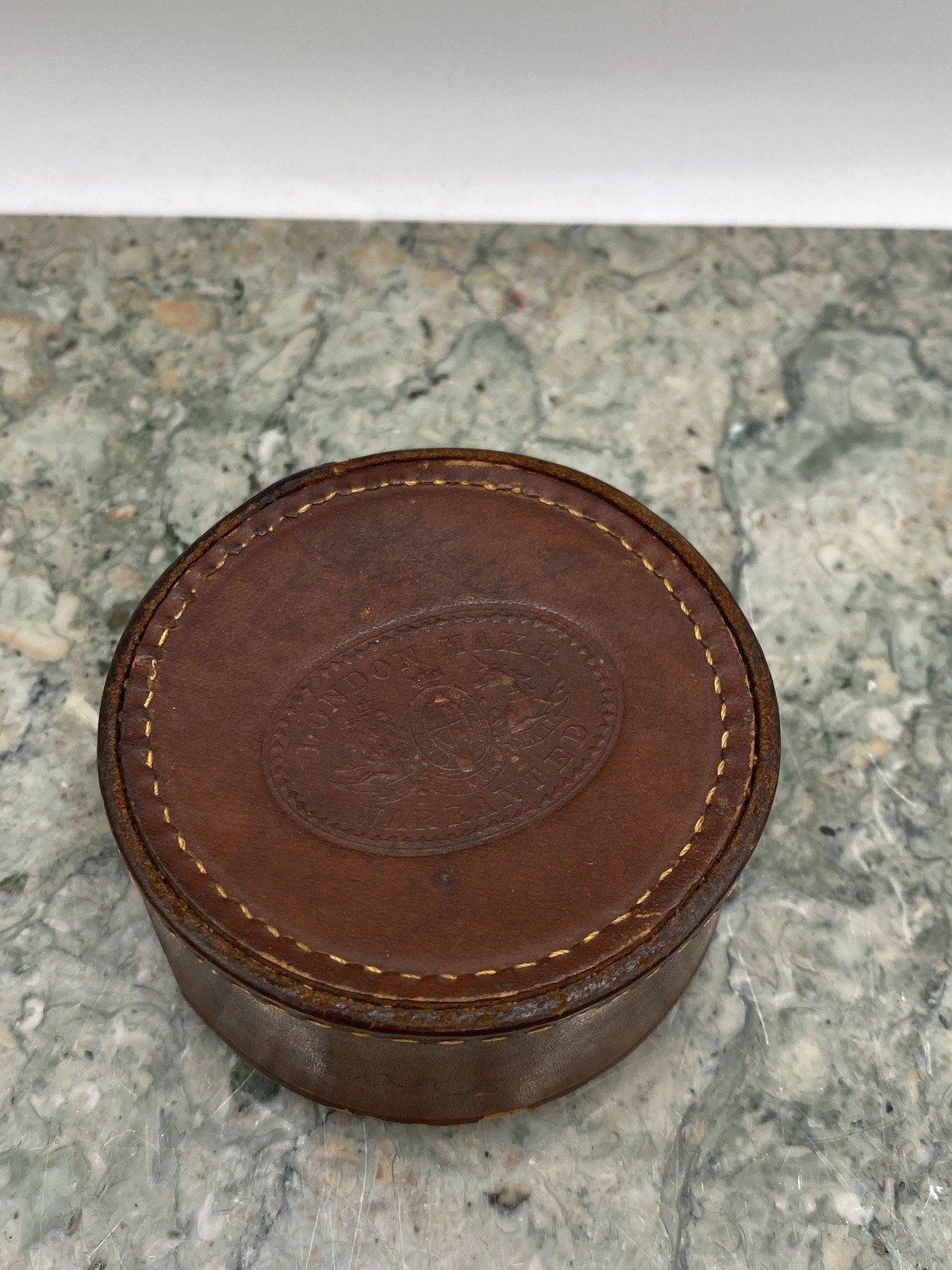 Walter's Antique London Make Collapsible Tin Bar Cup + Leather Travel Case 788 4