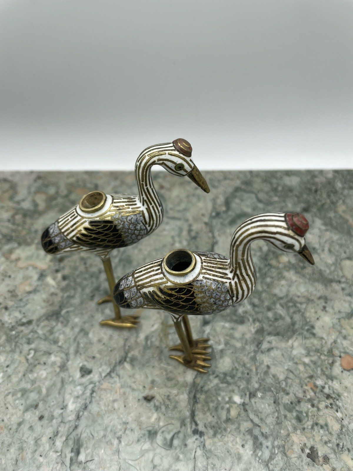 Pair of Miniature Closionne Shore Bird Vases/Vessels? :) 3