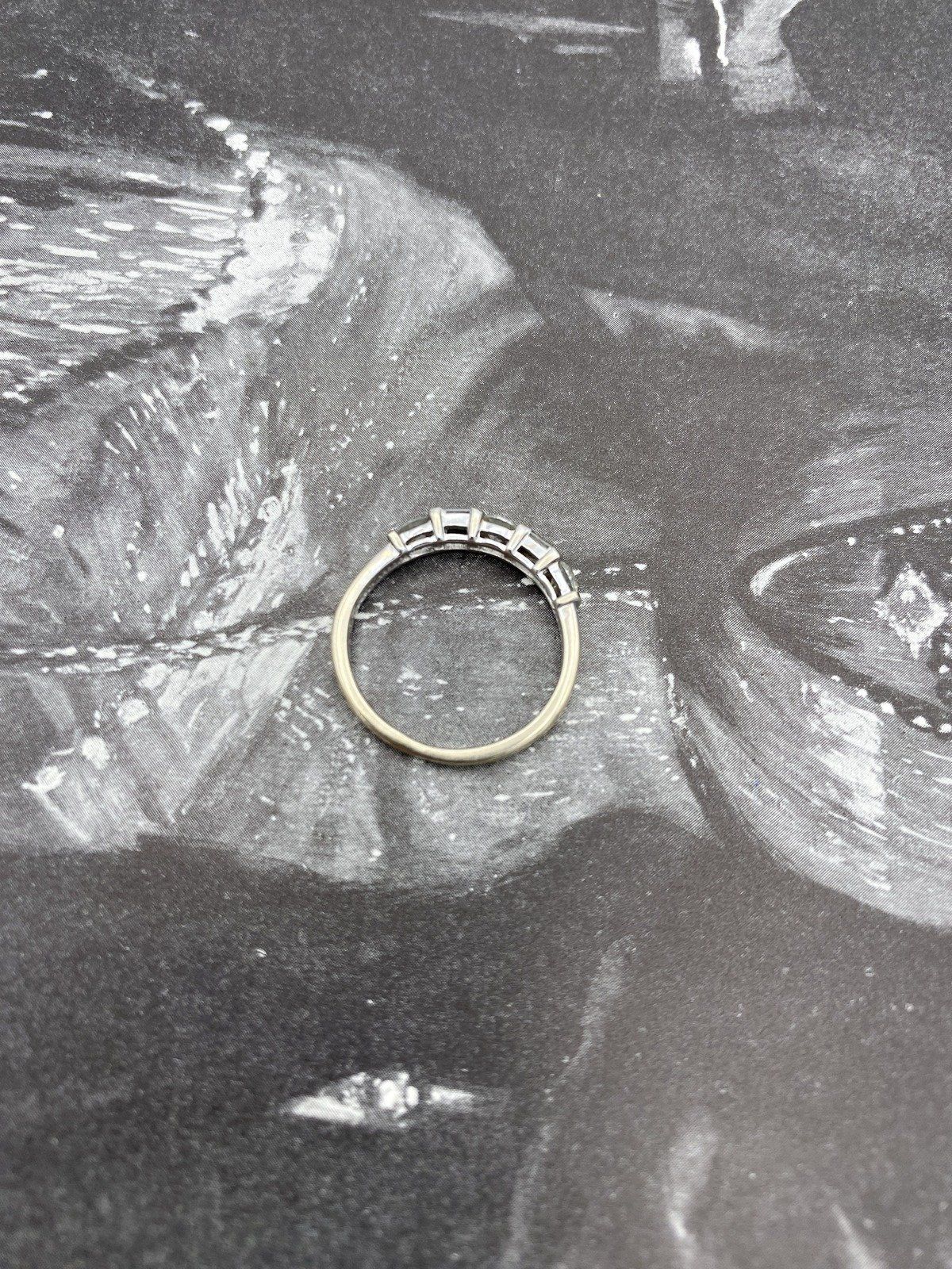 14k White Gold Round + Baguette Diamond Tension Set Ring Band #2666 5