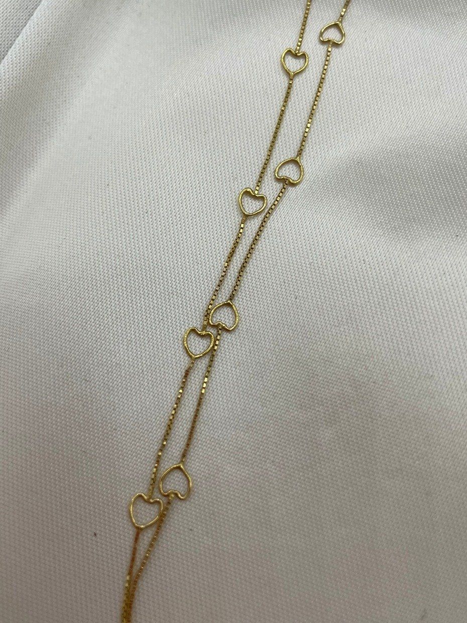 Romatic 14k Gold Heart Link Chain 18 Necklace 2