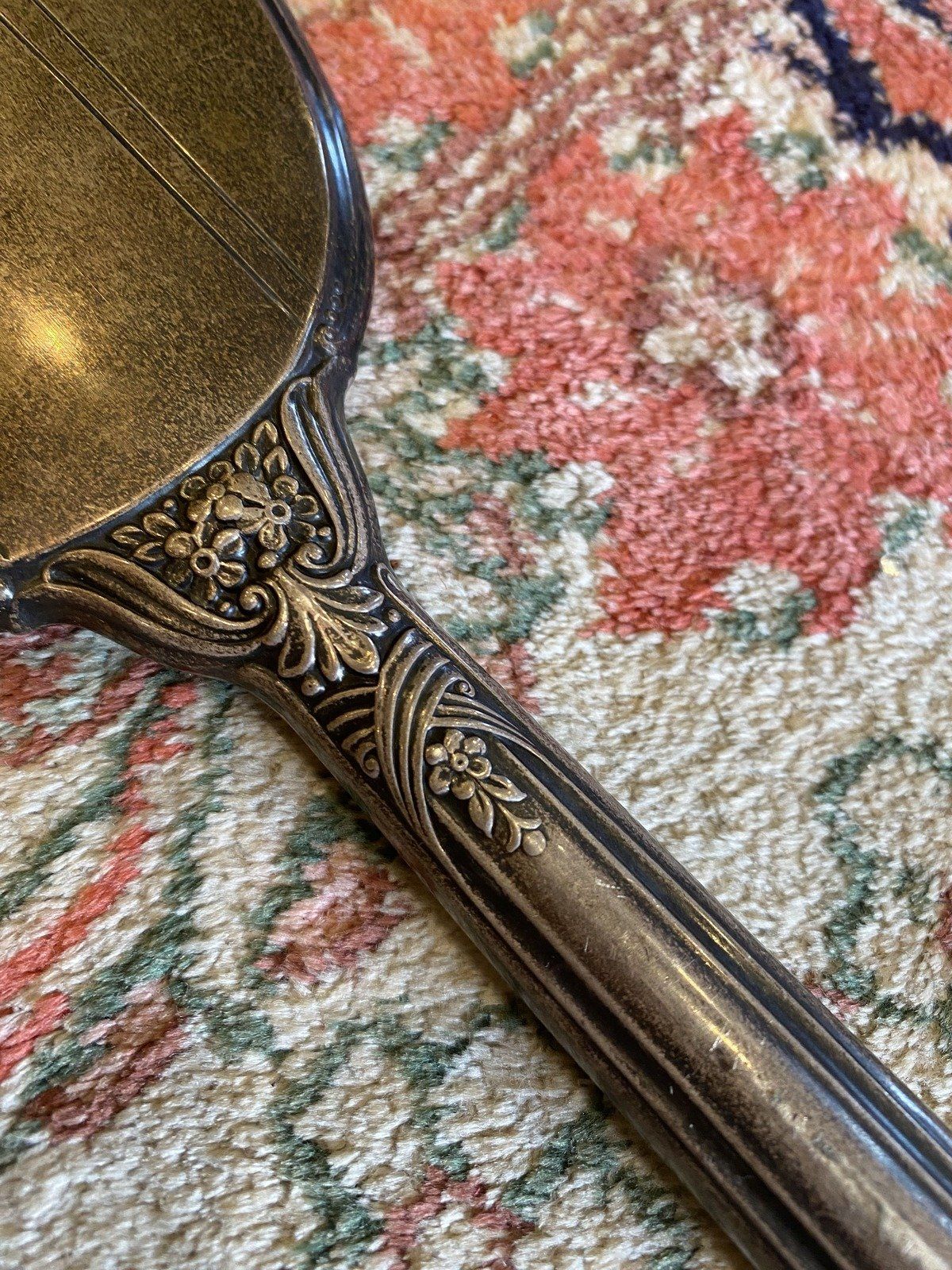 Antique Art Deco Sterling Silver Vanity Hand Mirror 4