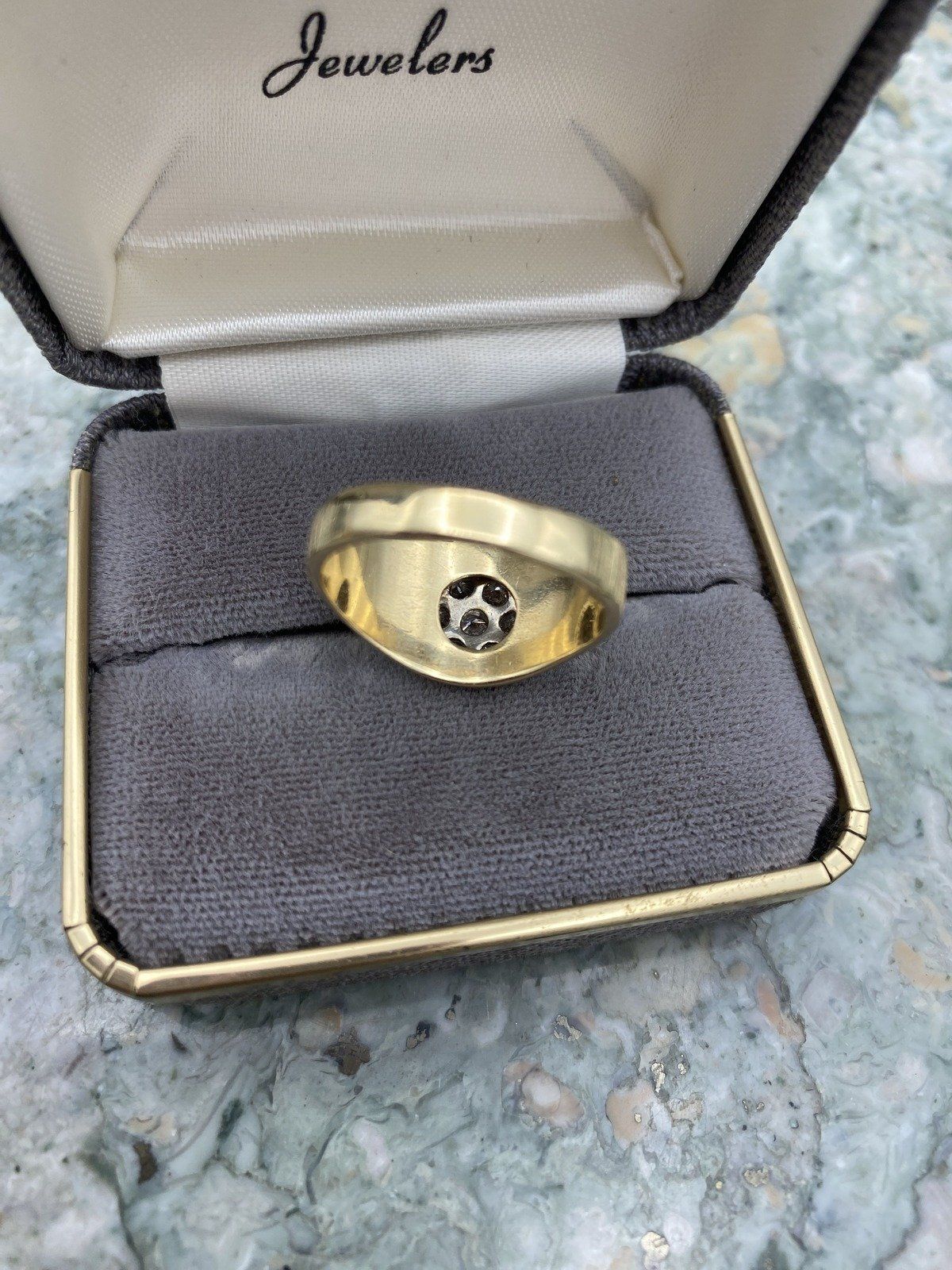 Men's Dapper 14k Gold .7ctw Diamond Cluster Ring w Bright Gold Brushed Shoulder Texture 6