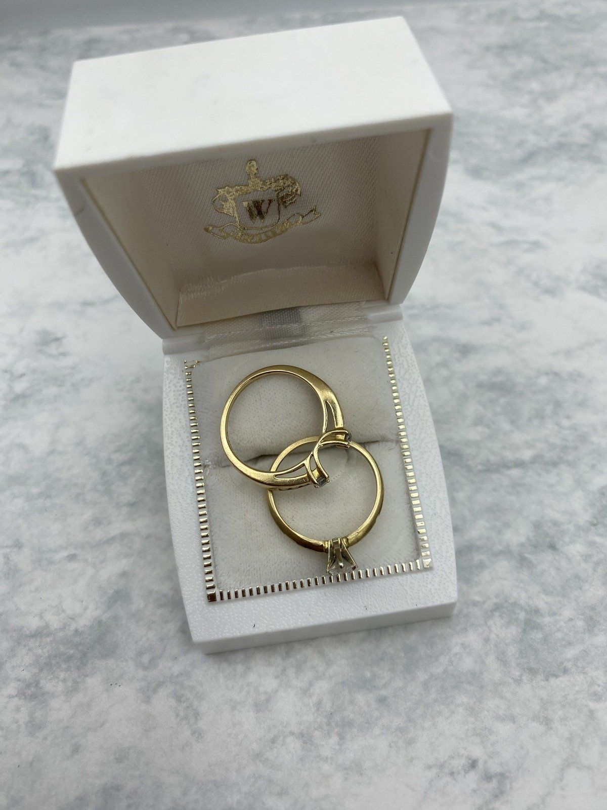 14k Gold .75ct Marquise Diamond Bridal Set w Retrofit Diamond Ring Guard #2950 6