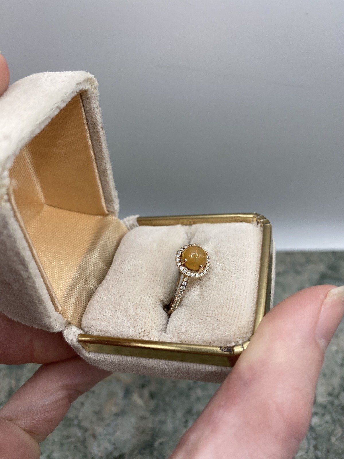 14k Rose Gold Mexican Fire Opal + Diamond Crowned Ring 3