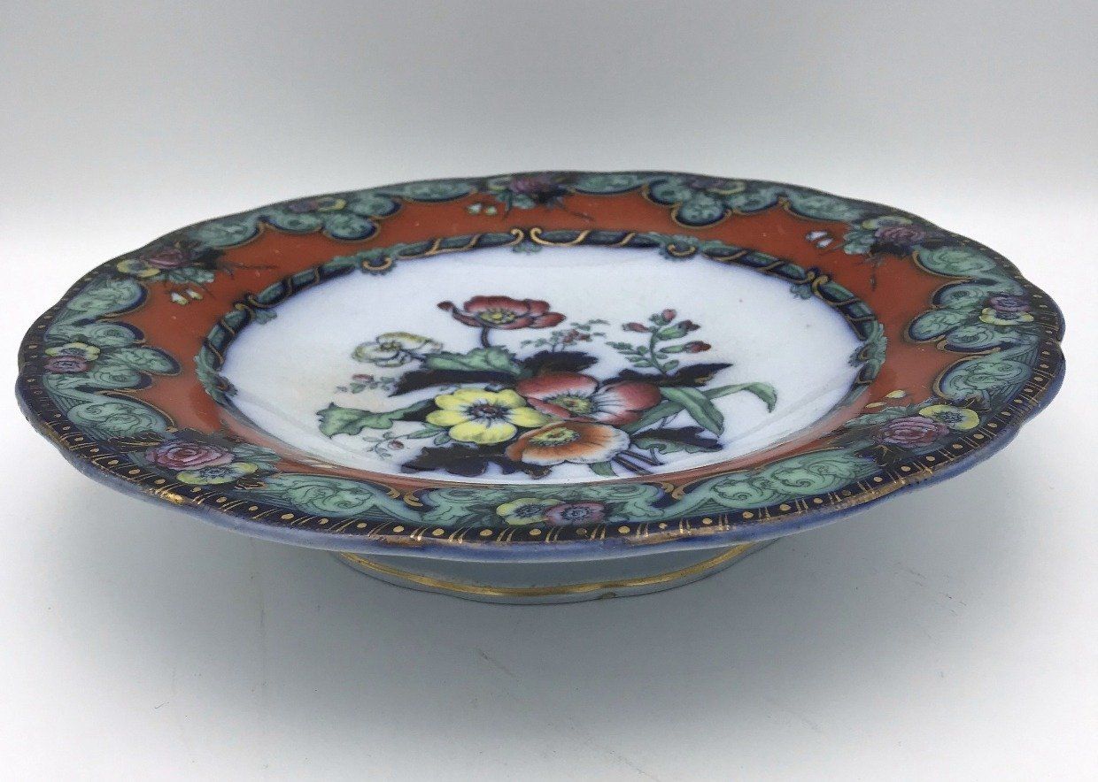 Antique Victorian Staffordshire Charels Meih and Son Improved Stone China Serving Dish Poppy Flowers 2