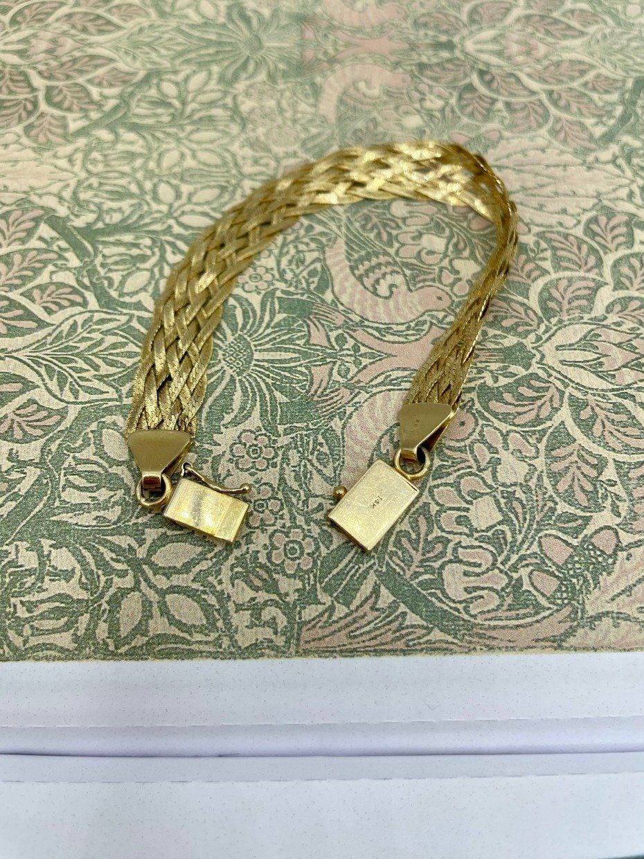 14k Gold 8 Strand Double French Woven 7.5L Bracelet 5
