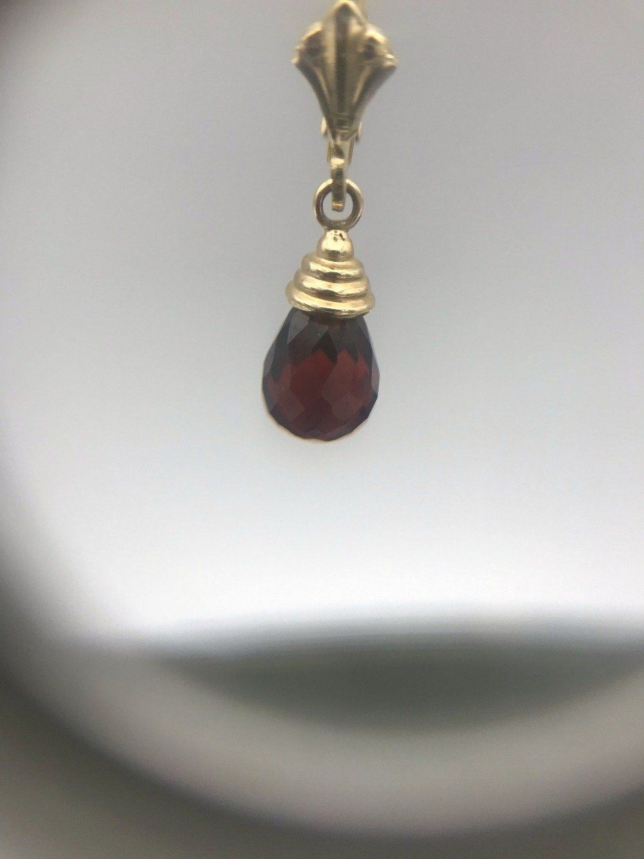 14k Gold Faceted Garnet Drop Earrings 4