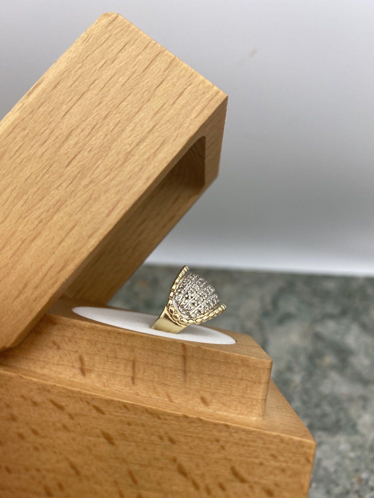 10k Modern Gold Pave White Gold Diamond Wide Cuff Ring Band 2