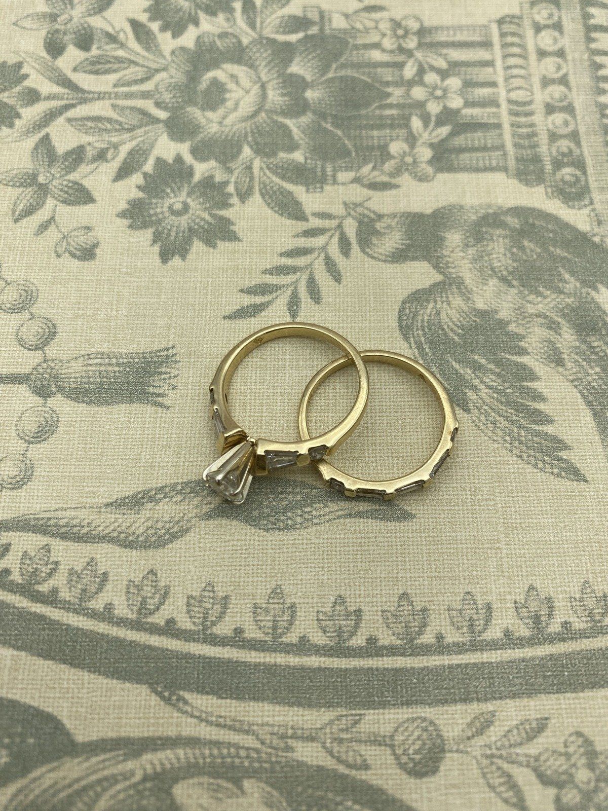 14k Gold 1.52ctw Round Brilliant + Baguette Accented Bridal Engagement Ring Set w GIA + APP 6